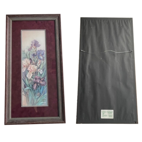 Lena Liu Floral Handsigned Artwork Print Peach And Purple Irises Limited Edition - Picture 11 of 11